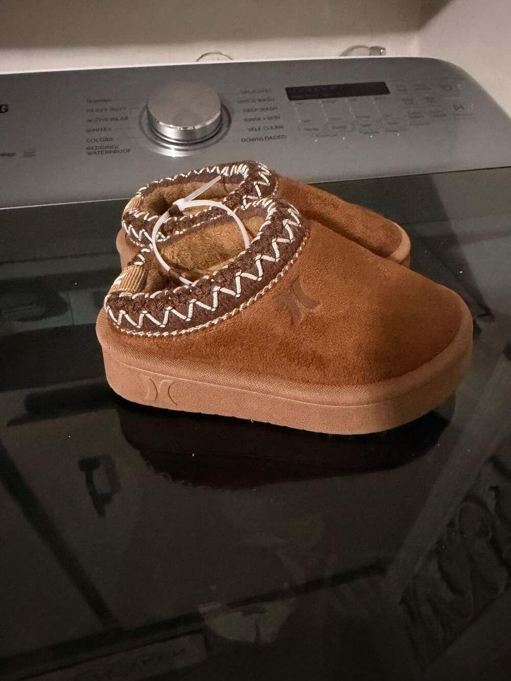 Hurley Kids Modi Brown Faux Fur Fleece Slip-On Slippers Size 5
